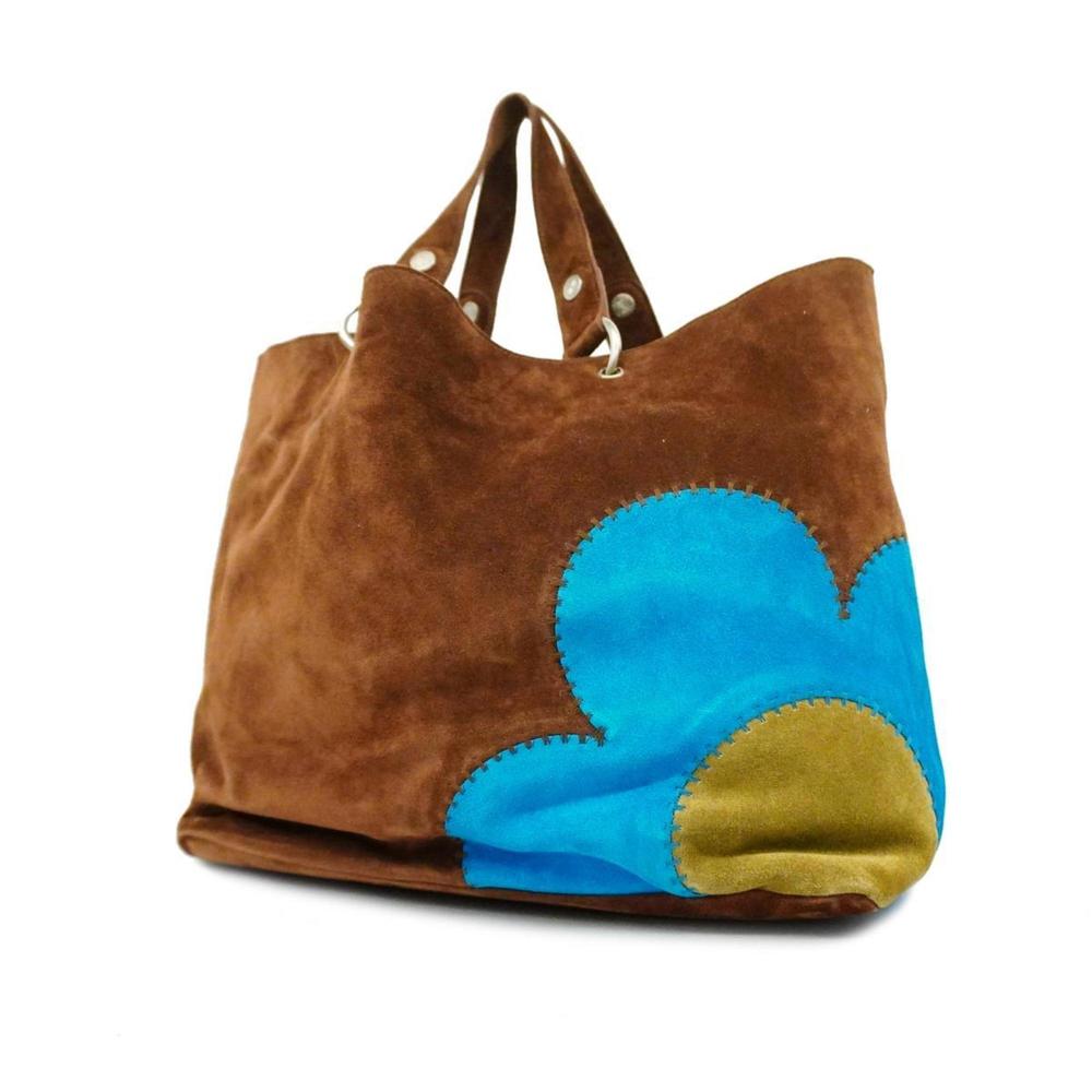 Celine Brown Suede Bag with Blue and Green Accents